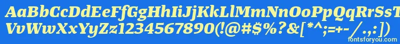 TangerserifwideExtrabolditalic Font – Yellow Fonts on Blue Background