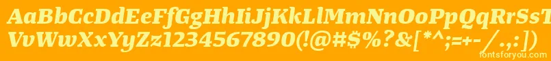 TangerserifwideExtrabolditalic Font – Yellow Fonts on Orange Background