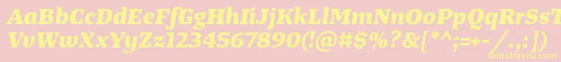 TangerserifwideExtrabolditalic Font – Yellow Fonts on Pink Background