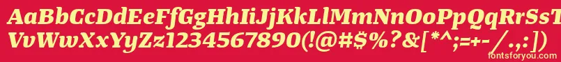 TangerserifwideExtrabolditalic Font – Yellow Fonts on Red Background