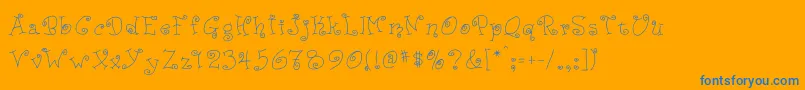 jd ducky-Schriftart – Blaue Schriften auf orangefarbenem Hintergrund