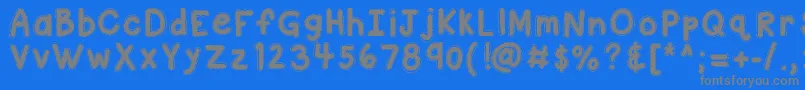 フォントKbastitchintime – 青い背景に灰色の文字