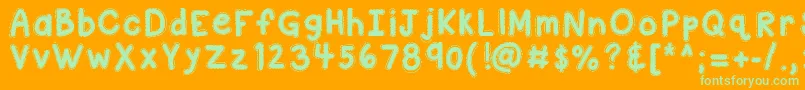 Kbastitchintime Font – Green Fonts on Orange Background