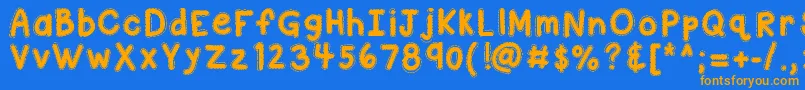 Kbastitchintime Font – Orange Fonts on Blue Background