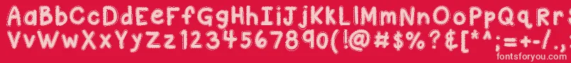 Kbastitchintime Font – Pink Fonts on Red Background