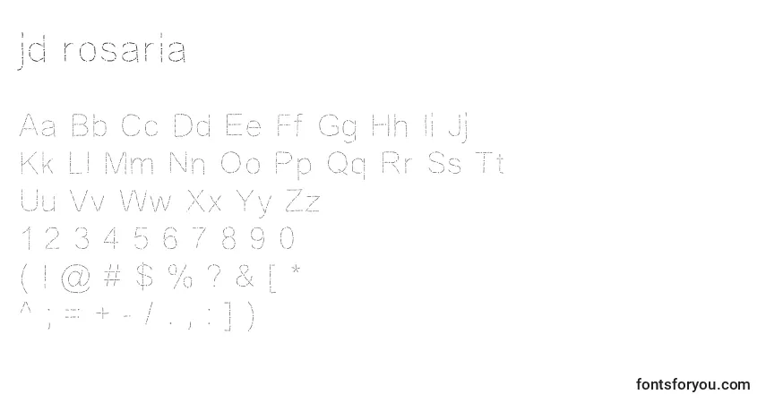 Czcionka Jd rosaria – alfabet, cyfry, specjalne znaki