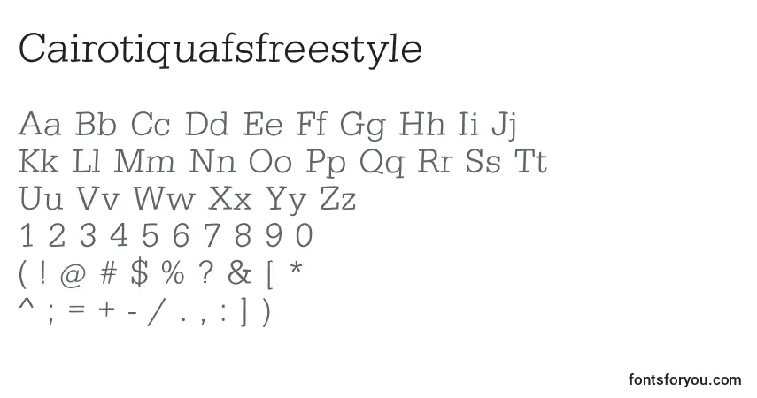 Cairotiquafsfreestyle-fontti – aakkoset, numerot, erikoismerkit