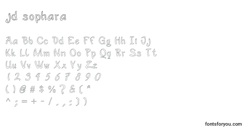 Schriftart Jd sophara – Alphabet, Zahlen, spezielle Symbole