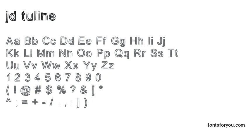 Schriftart Jd tuline – Alphabet, Zahlen, spezielle Symbole