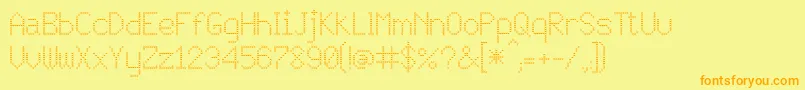フォントJD Vortex – オレンジの文字が黄色の背景にあります。