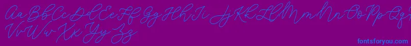 フォントJean Jingga   – 紫色の背景に青い文字