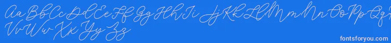 フォントJean Jingga   – ピンクの文字、青い背景