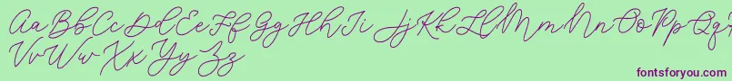 Шрифт Jean Jingga   – фиолетовые шрифты на зелёном фоне