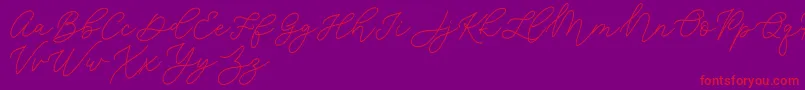 Jean Jingga  -fontti – punaiset fontit violetilla taustalla