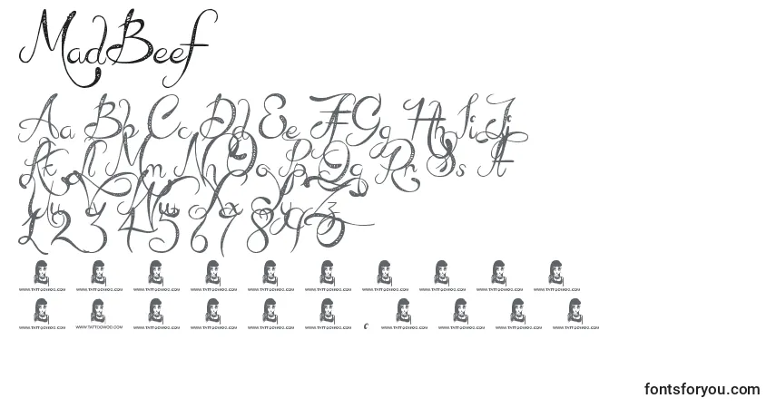 Schriftart MadBeef – Alphabet, Zahlen, spezielle Symbole