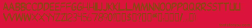 JEAND   -Schriftart – Braune Schriften auf rotem Hintergrund