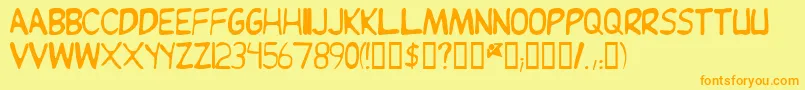 JEAND   -Schriftart – Orangefarbene Schriften auf gelbem Hintergrund