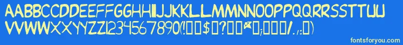JEAND   -fontti – keltaiset fontit sinisellä taustalla