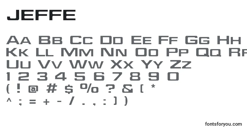 Czcionka JEFFE    (130774) – alfabet, cyfry, specjalne znaki