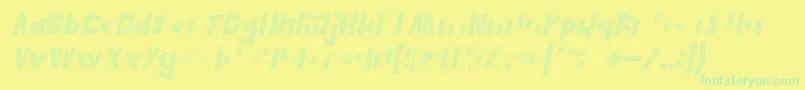 Police JELANG Italic – polices vertes sur fond jaune