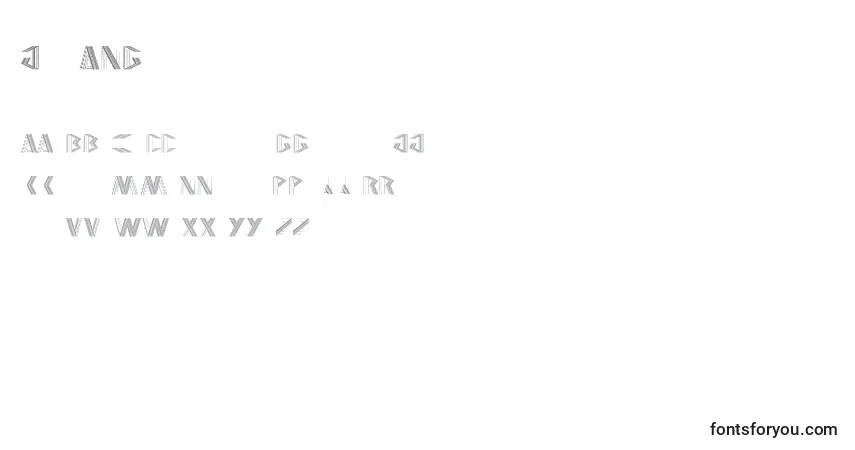A fonte JELANG (130776) – alfabeto, números, caracteres especiais