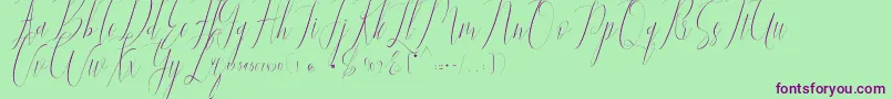 フォントJelisa – 緑の背景に紫のフォント