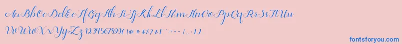 Jelita-Schriftart – Blaue Schriften auf rosa Hintergrund