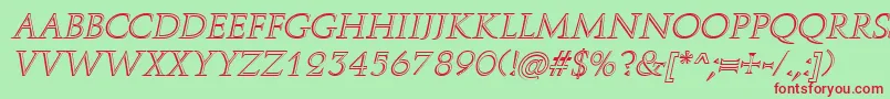 RomanstonecutItalic Font – Red Fonts on Green Background