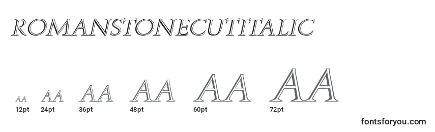 Размеры шрифта RomanstonecutItalic