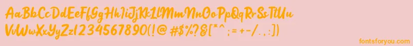 Jelly Bean Script-Schriftart – Orangefarbene Schriften auf rosa Hintergrund