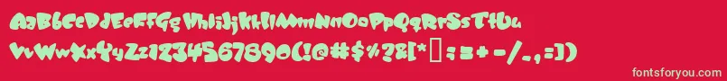 フォントJELLYBELLY – 赤い背景に緑の文字