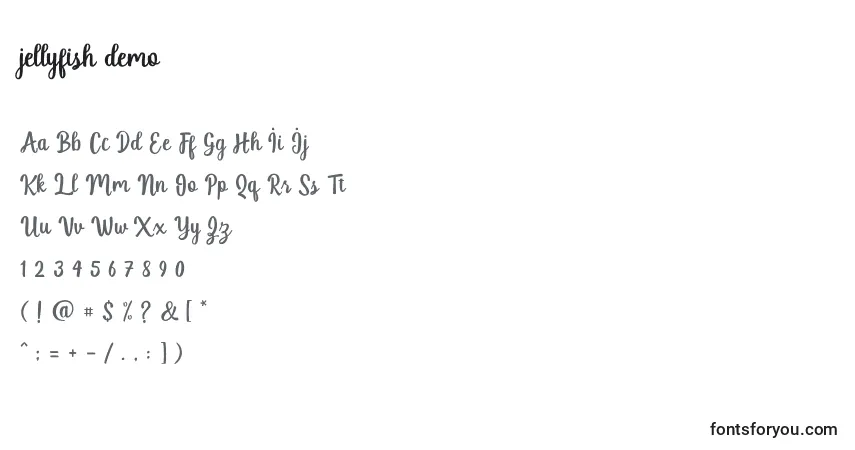 Schriftart Jellyfish demo (130787) – Alphabet, Zahlen, spezielle Symbole