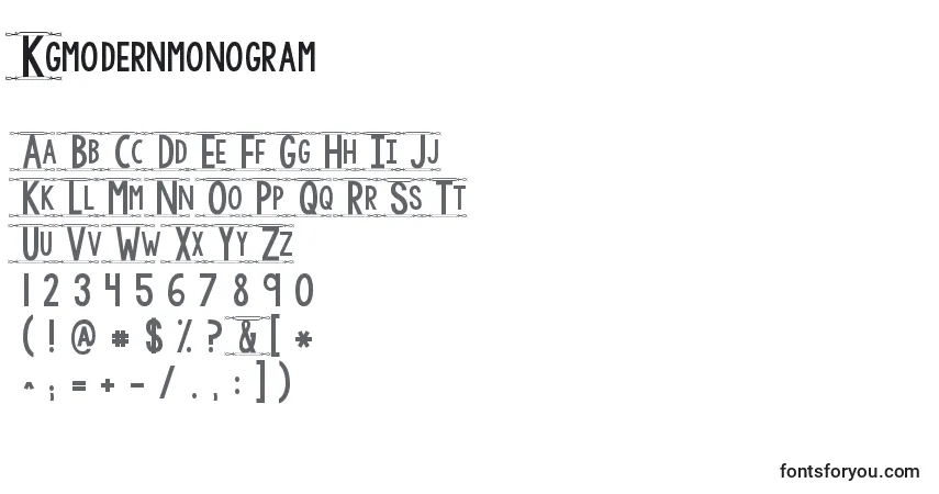 A fonte Kgmodernmonogram – alfabeto, números, caracteres especiais