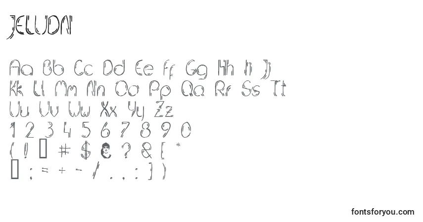 A fonte JELUDN   (130791) – alfabeto, números, caracteres especiais