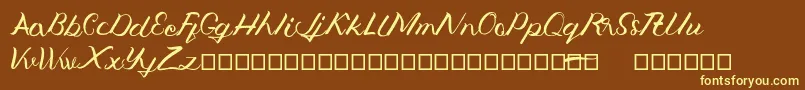 Jengmudy-Schriftart – Gelbe Schriften auf braunem Hintergrund