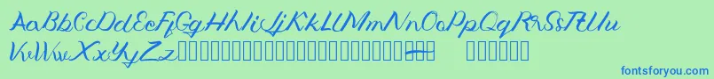 Jengmudy-Schriftart – Blaue Schriften auf grünem Hintergrund