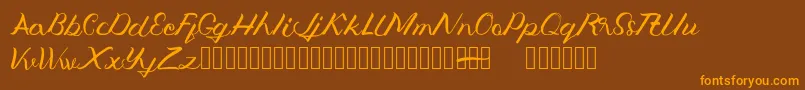 Jengmudy-Schriftart – Orangefarbene Schriften auf braunem Hintergrund