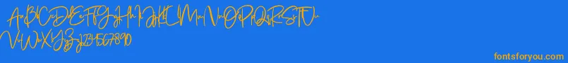Jenifa free Font – Orange Fonts on Blue Background