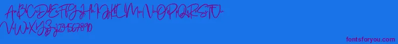 Jenifa free Font – Purple Fonts on Blue Background