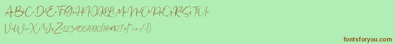 Шрифт Jennifer demo – коричневые шрифты на зелёном фоне