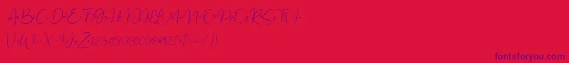 Jennifer demo-fontti – violetit fontit punaisella taustalla