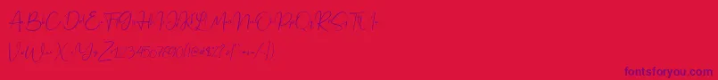 Jennifer demo-fontti – violetit fontit punaisella taustalla