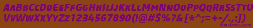 CoreSansMSc75ExtraboldItalic Font – Purple Fonts on Brown Background