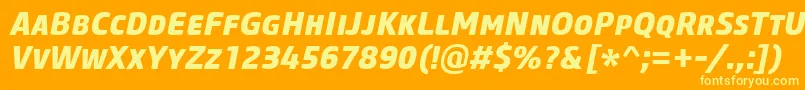 フォントCoreSansMSc75ExtraboldItalic – オレンジの背景に黄色の文字