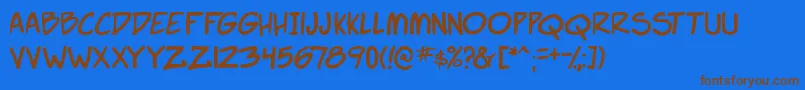 SuperWebcomicBros.-Schriftart – Braune Schriften auf blauem Hintergrund