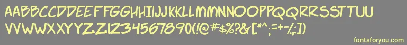 SuperWebcomicBros.-Schriftart – Gelbe Schriften auf grauem Hintergrund