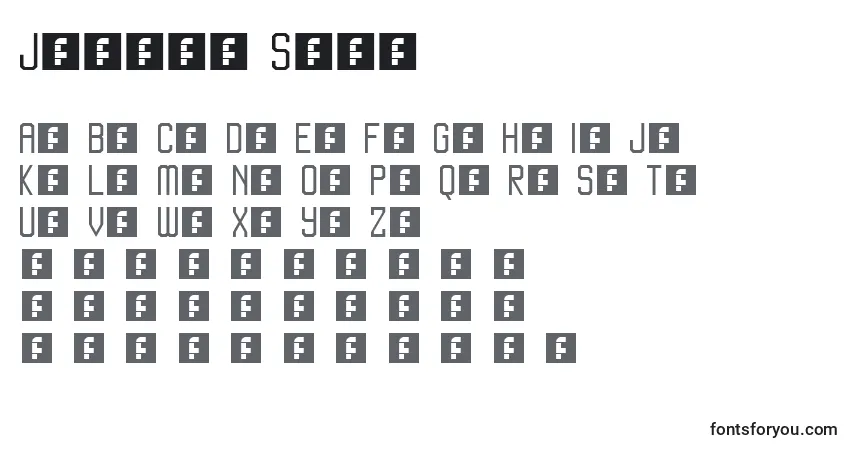 A fonte Jersey Slim – alfabeto, números, caracteres especiais