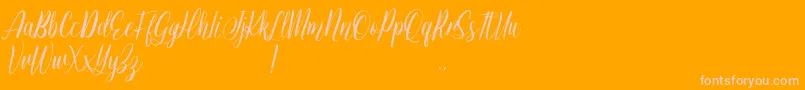 Jessie Odelya Demo-Schriftart – Rosa Schriften auf orangefarbenem Hintergrund