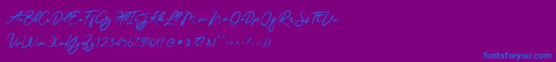 フォントJesterBrush – 紫色の背景に青い文字