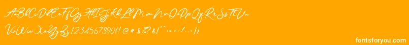 JesterBrush-Schriftart – Weiße Schriften auf orangefarbenem Hintergrund